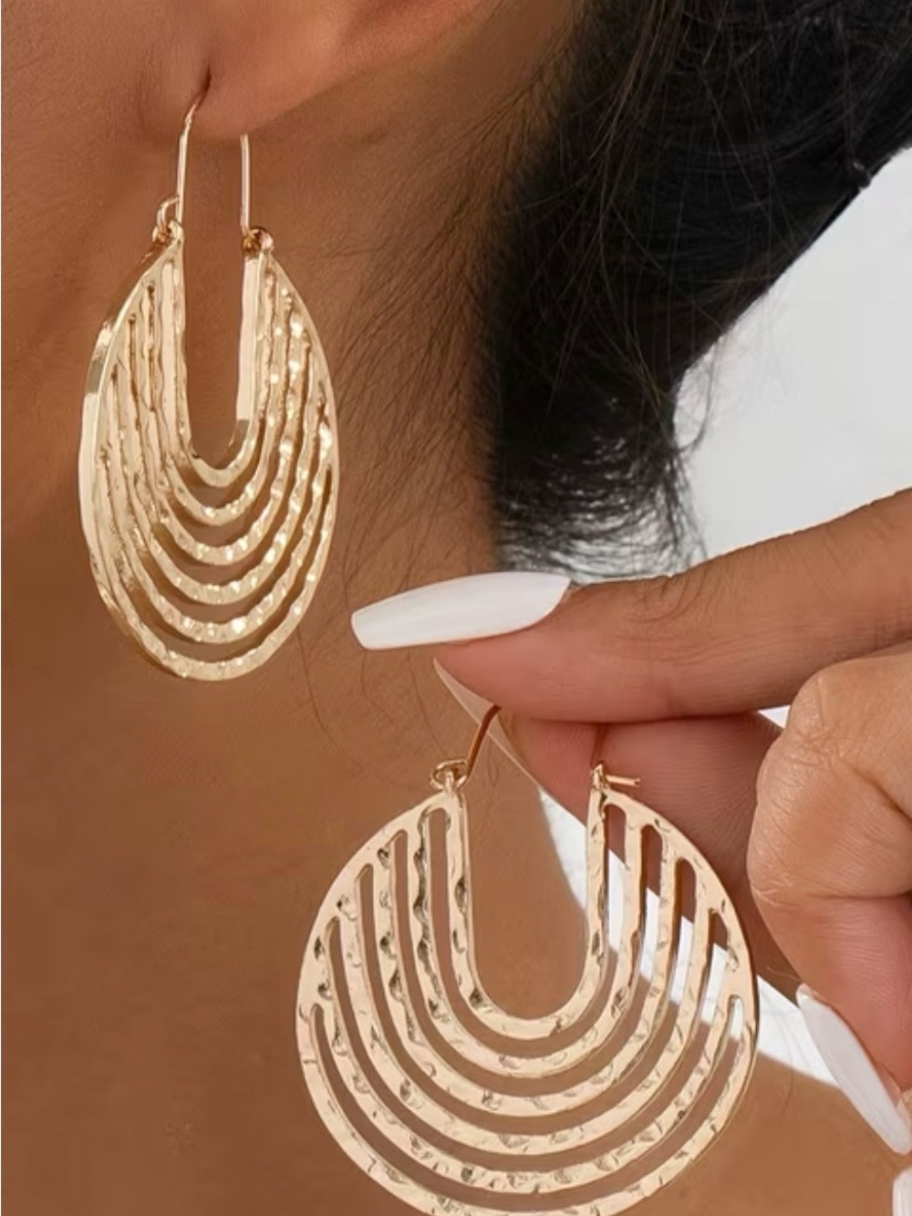 Gold Layered Hoop Drop Earrings - Women Jewelry
